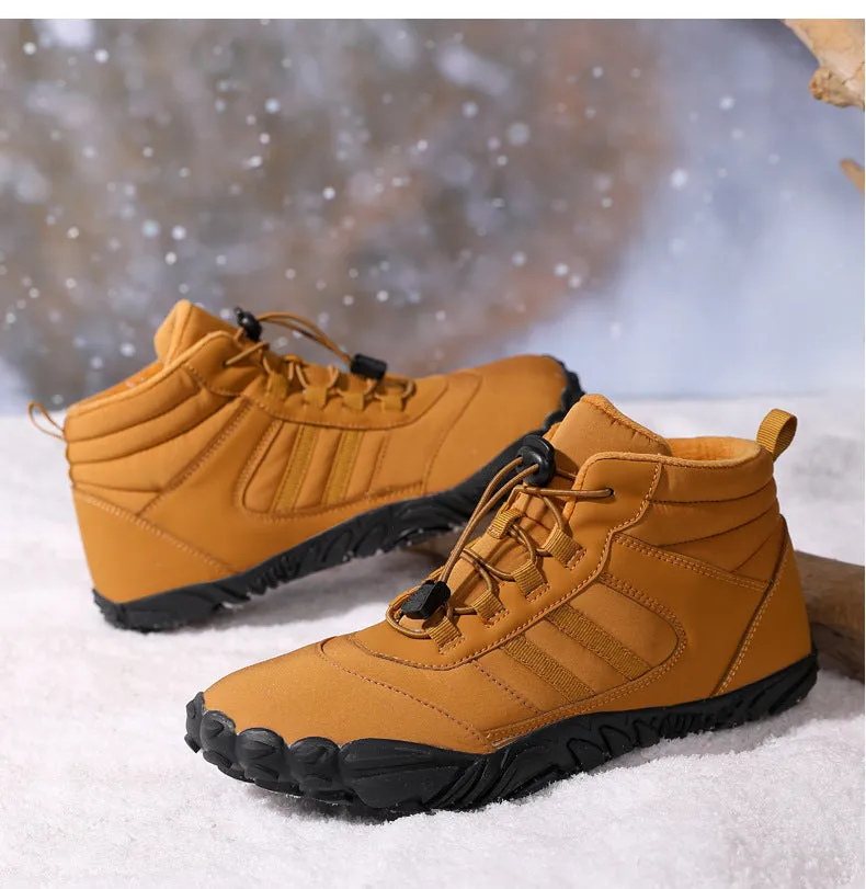 Herren Barfußschuhe Winter Wasserdicht Trailrunning Schuhe Warm Gefüttert Winterschuhe Unisex Outdoor Schneestiefel Rutschfeste Winterstiefel