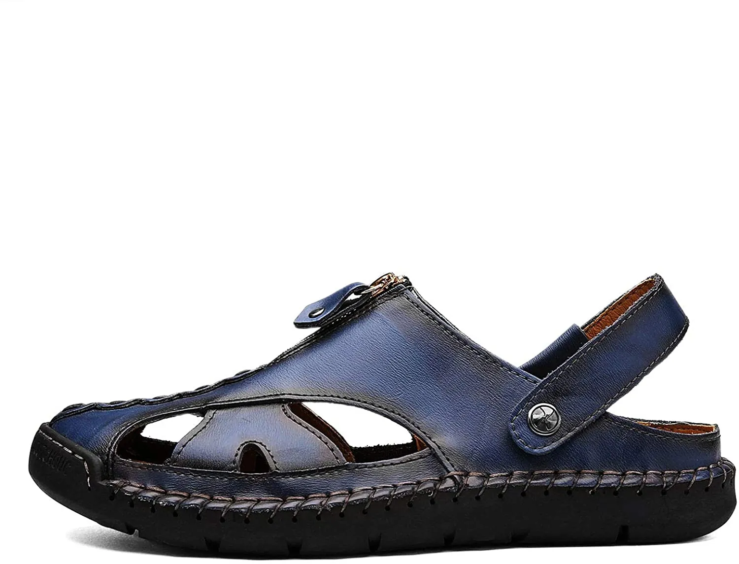 Herren Casual Closed Toe Leder handgefertigte Sandalen Verstellbare Fisherman Beach Sandalen für Walking Walking im Freien