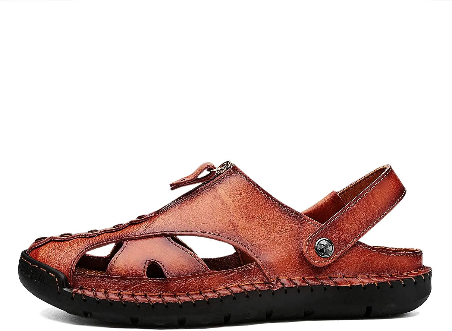 Herren Casual Closed Toe Leder handgefertigte Sandalen Verstellbare Fisherman Beach Sandalen für Walking Walking im Freien