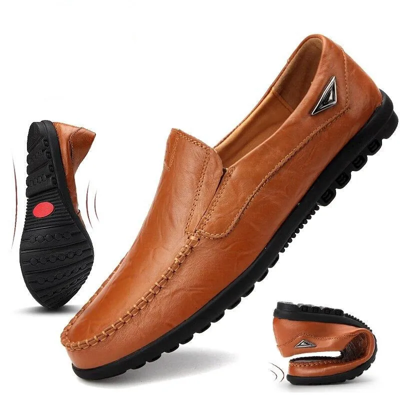 Herren Echtes Leder Männer Casual Mokassins Atmungs Slip auf Driving Schuhe Loafer