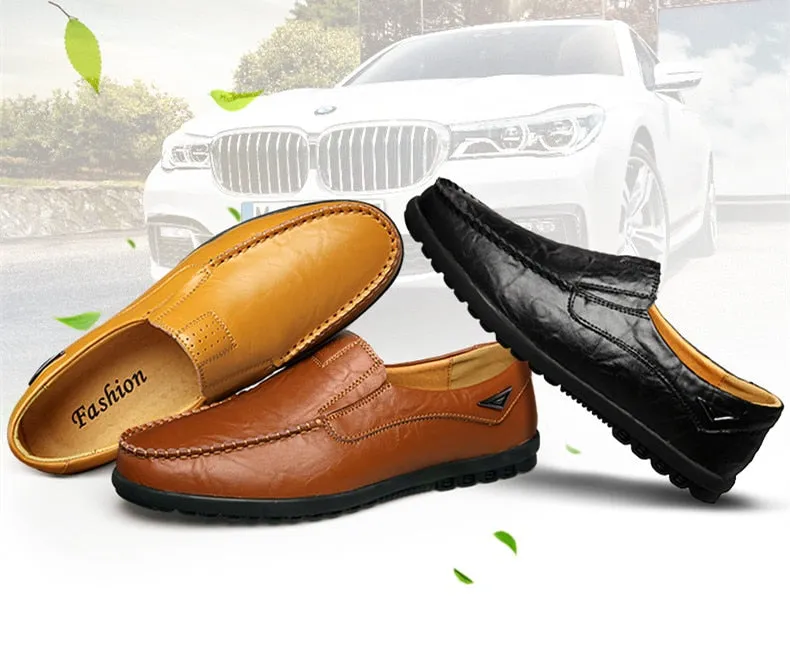 Herren Echtes Leder Männer Casual Mokassins Atmungs Slip auf Driving Schuhe Loafer