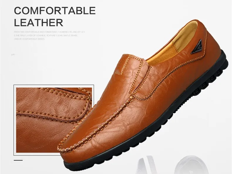 Herren Echtes Leder Männer Casual Mokassins Atmungs Slip auf Driving Schuhe Loafer