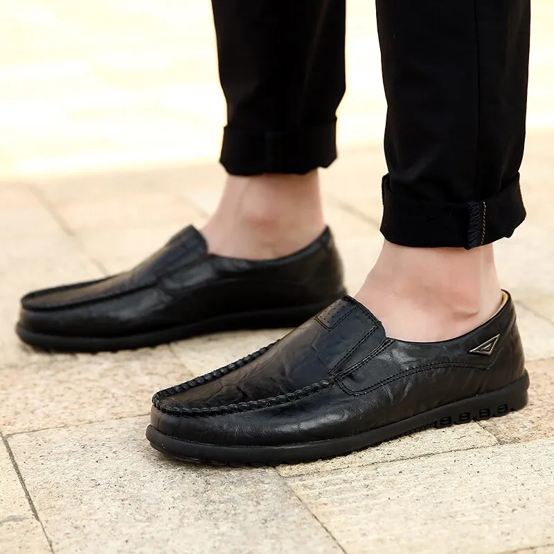 Herren Echtes Leder Männer Casual Mokassins Atmungs Slip auf Driving Schuhe Loafer