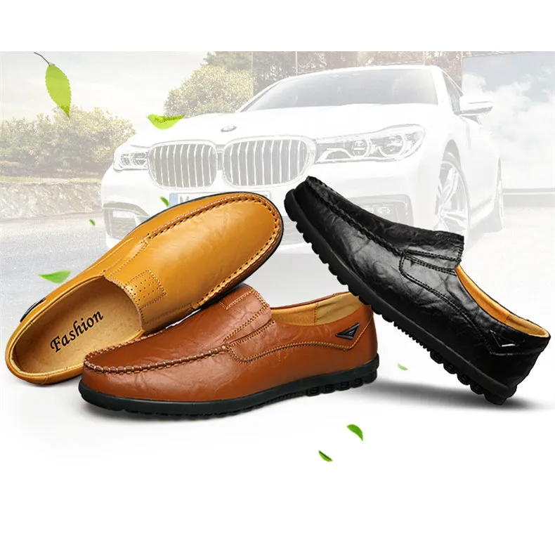 Herren Echtes Leder Männer Casual Mokassins Atmungs Slip auf Driving Schuhe Loafer