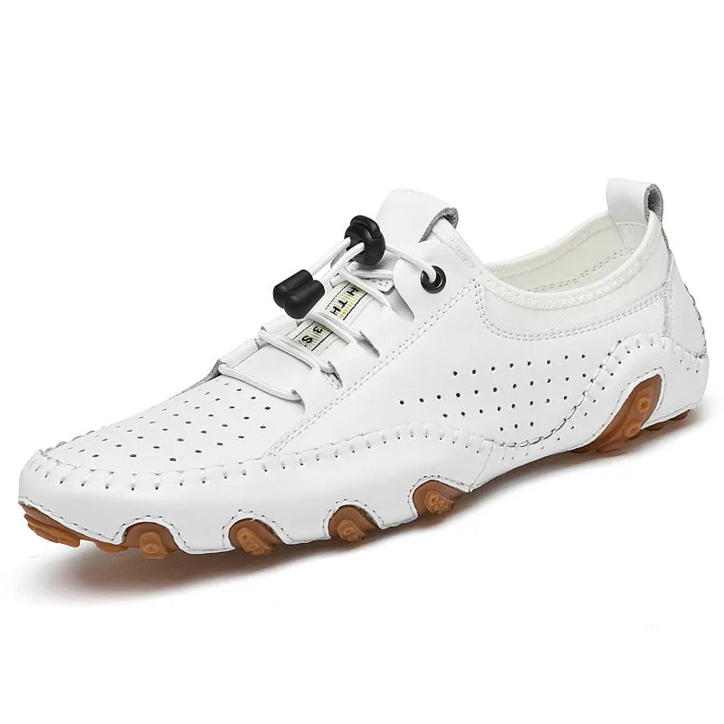 Herren handgefertigte Leder atmungsaktive lässige Soft-Soled Fahrschuhe Sneaker