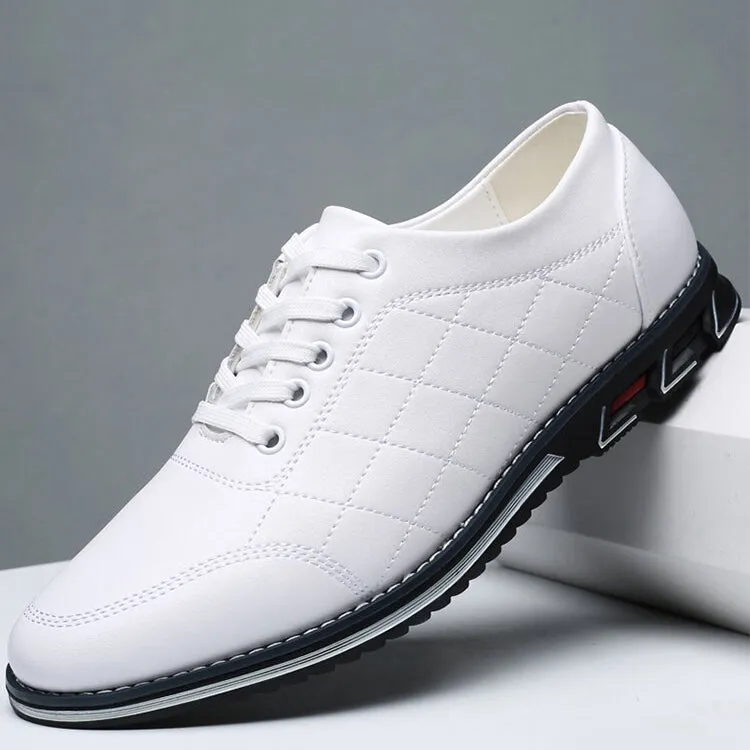 Herren Karierte Leder Schnürschuhe Business Casual