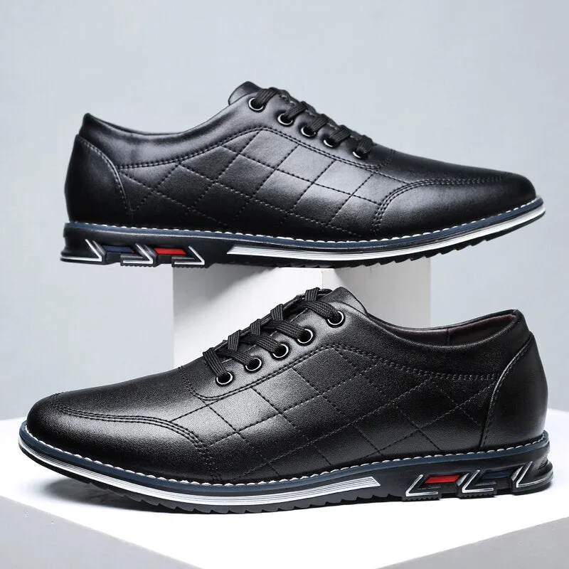 Herren Karierte Leder Schnürschuhe Business Casual