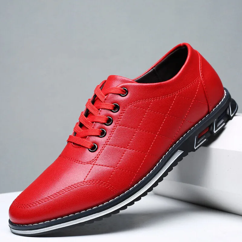 Herren Karierte Leder Schnürschuhe Business Casual