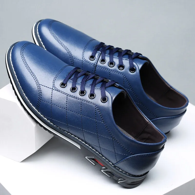 Herren Karierte Leder Schnürschuhe Business Casual