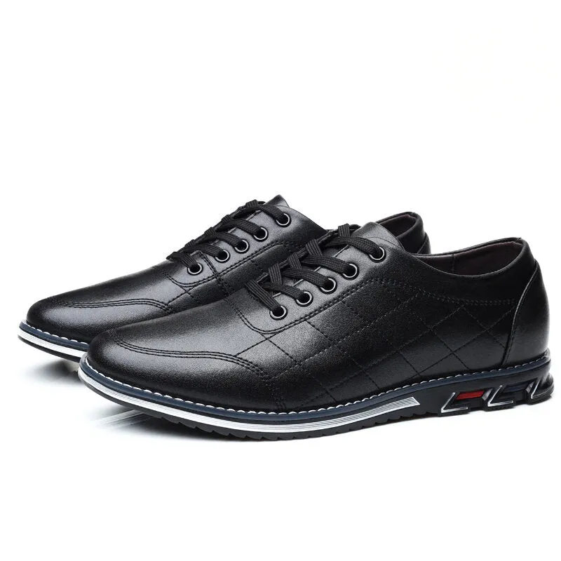 Herren Karierte Leder Schnürschuhe Business Casual