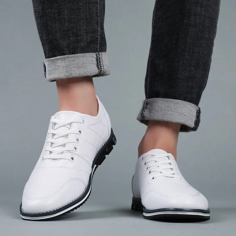 Herren Karierte Leder Schnürschuhe Business Casual