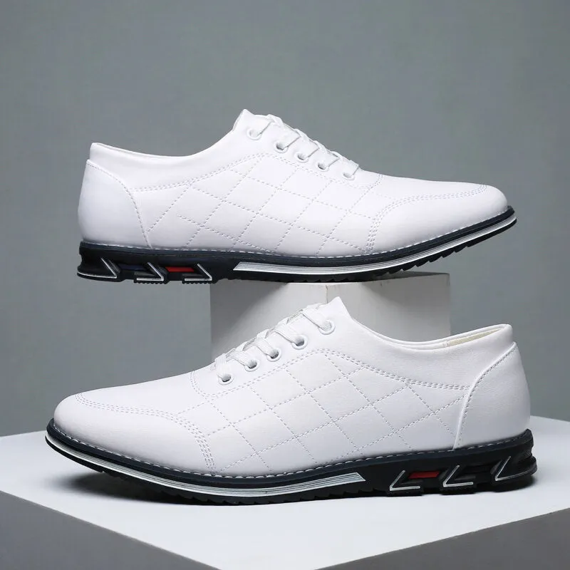 Herren Karierte Leder Schnürschuhe Business Casual