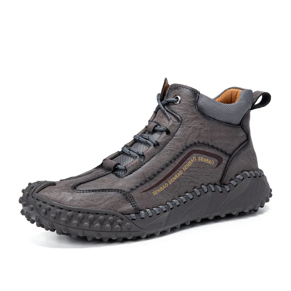 Herren Leder Handnähte Atmungsaktive Weiche Sohle Toe Protected Casual Sports Boots