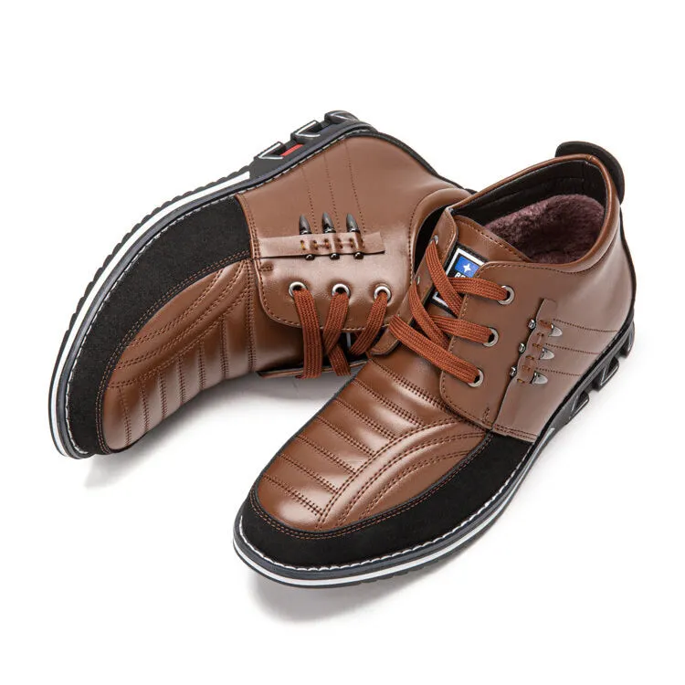 Herren Mikrofaser Leder Niet Schnür Business Casual Stiefeletten (Schmale Schuhbreite, größere Größe empfohlen.)