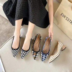 Hnzxzm Women's large high-heeled shoes 2023 new women's spring and autumn summer pointy knitting fashion breathable beautiful color