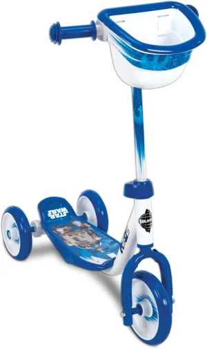 Huffy 3-Wheel Star Wars Scooter for Preschoolers with Handlebar Bin