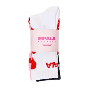 Impala Skate Crew Socks 3pk - Falling Hearts