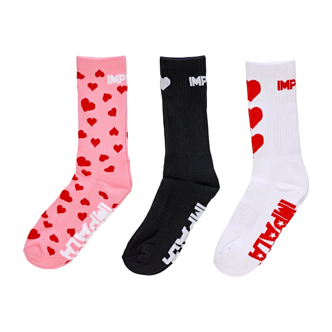 Impala Skate Crew Socks 3pk - Falling Hearts