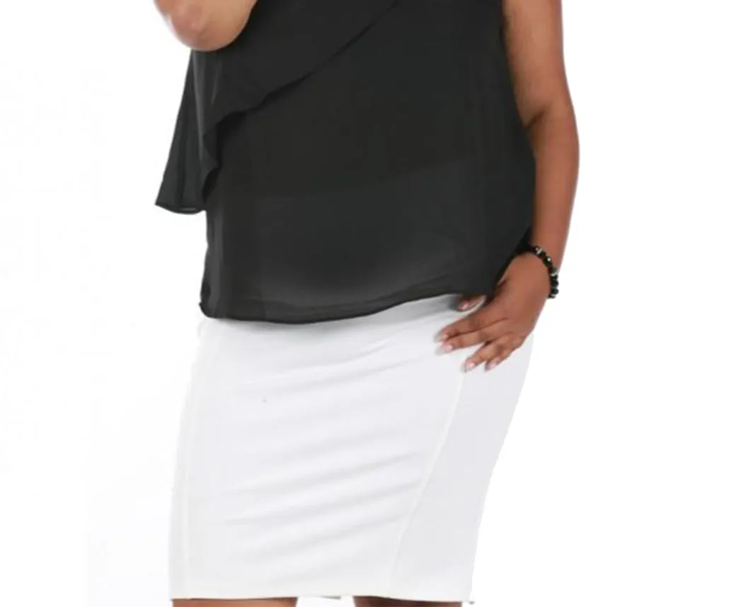 InstantFigure Curvy Plus Size Short Pencil Skirt with Back Zip 16807MC