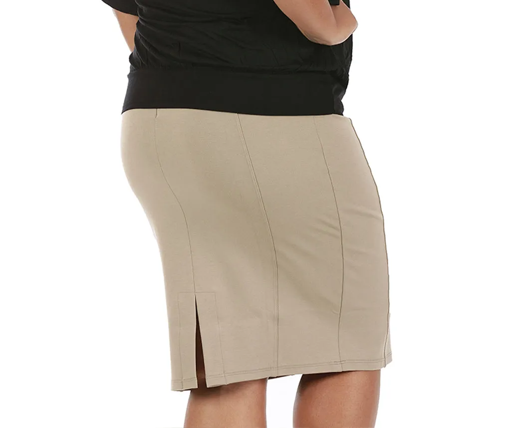 InstantFigure Curvy Plus Size Short Pencil Skirt with Back Zip 16807MC