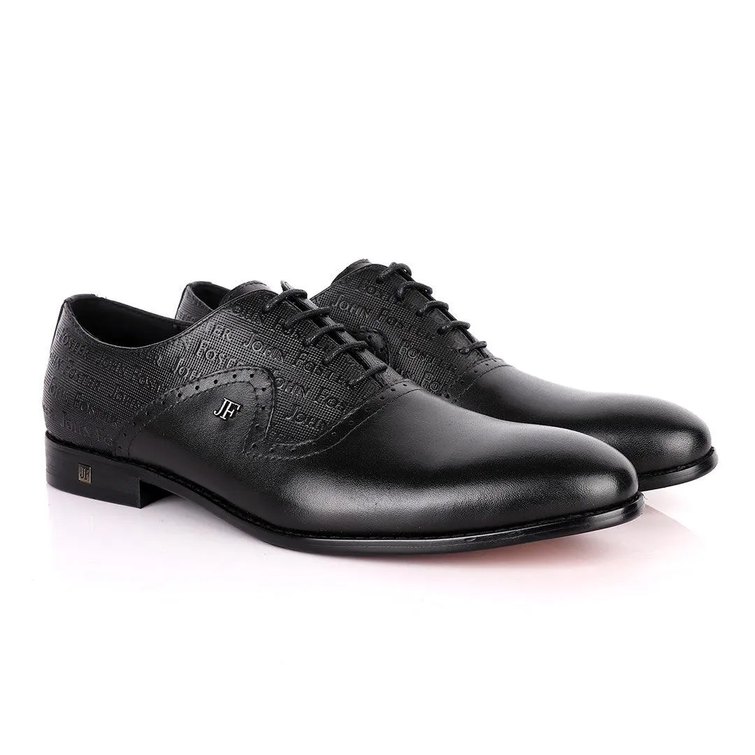 John Foster Crested Oxford Black Leather Formal Shoe