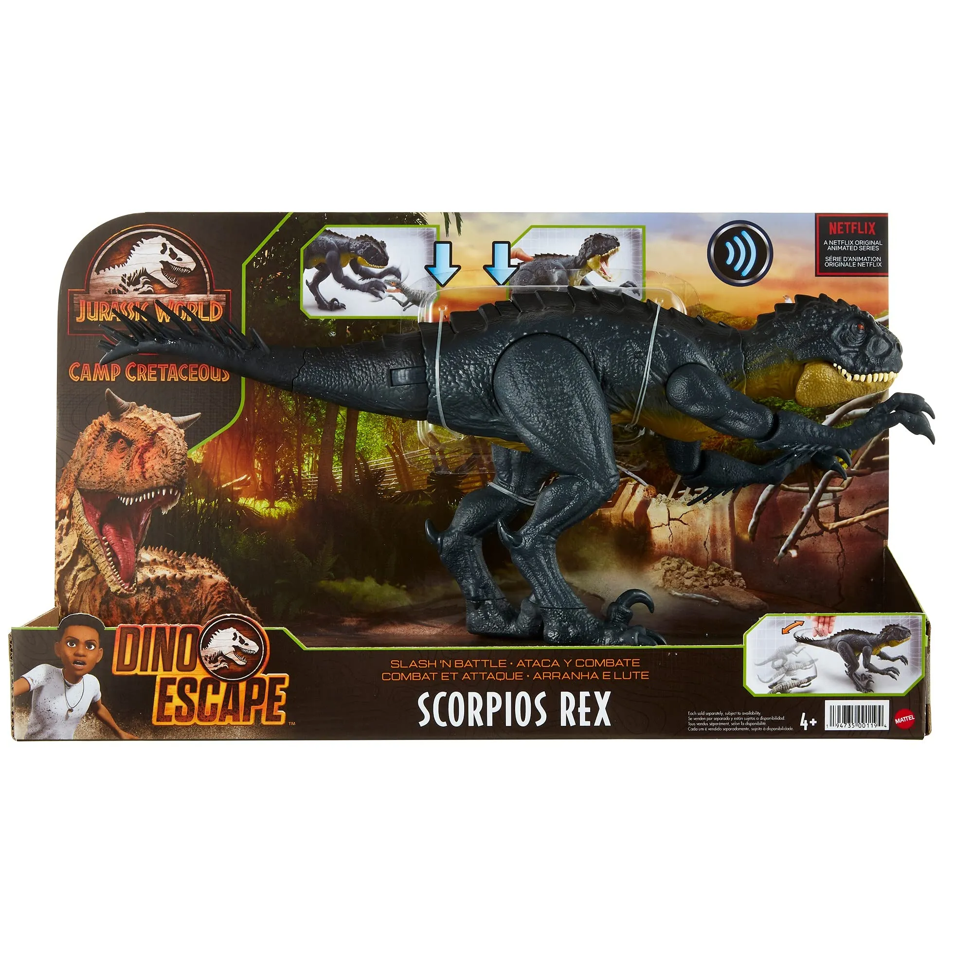 Jurassic World Toys Slash ‘N Battle Scorpios Rex Action & Sound Dinosaur Figure