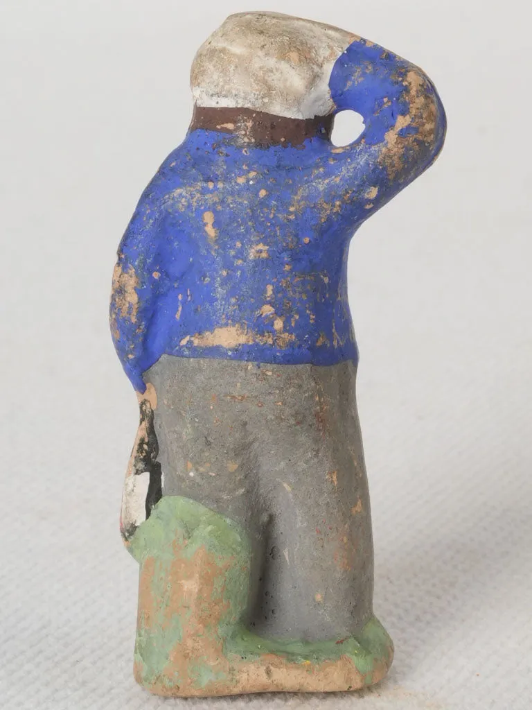 Late 19th / Early 20th Century Handmade Terracotta Santon Man Adjusting Hat