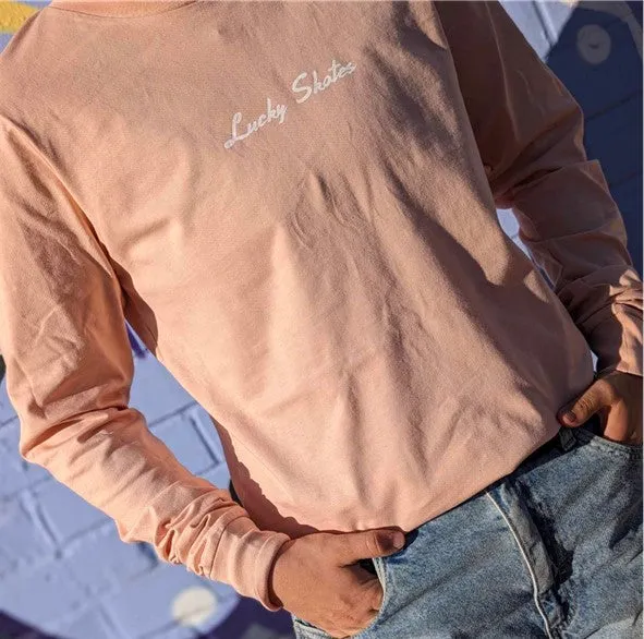 Lucky Skates Long Sleeve Pale Pink Tee