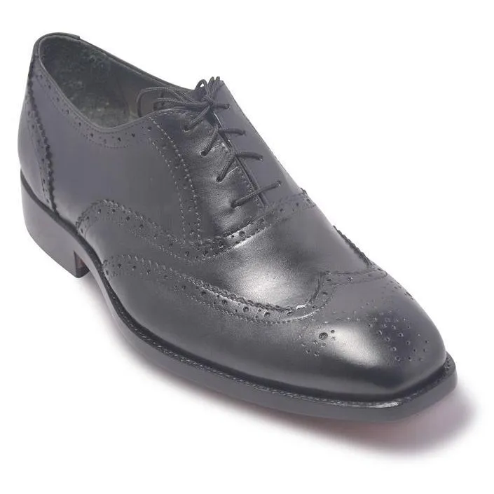 Men Black Brogue Oxford Genuine Leather Shoes