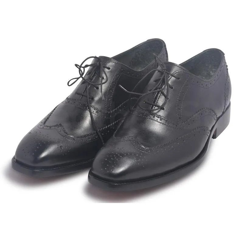 Men Black Brogue Oxford Genuine Leather Shoes