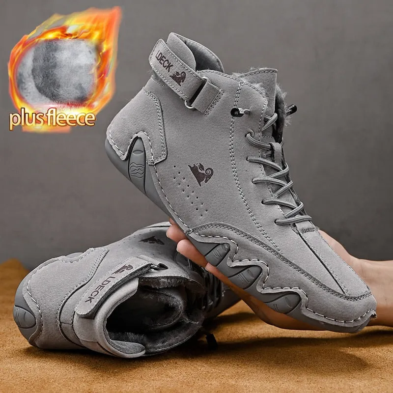 Men Boots Spring with High Sneakers Newly Outdoor Light Casual Shoes for Men Genuine Leather Casual Boots