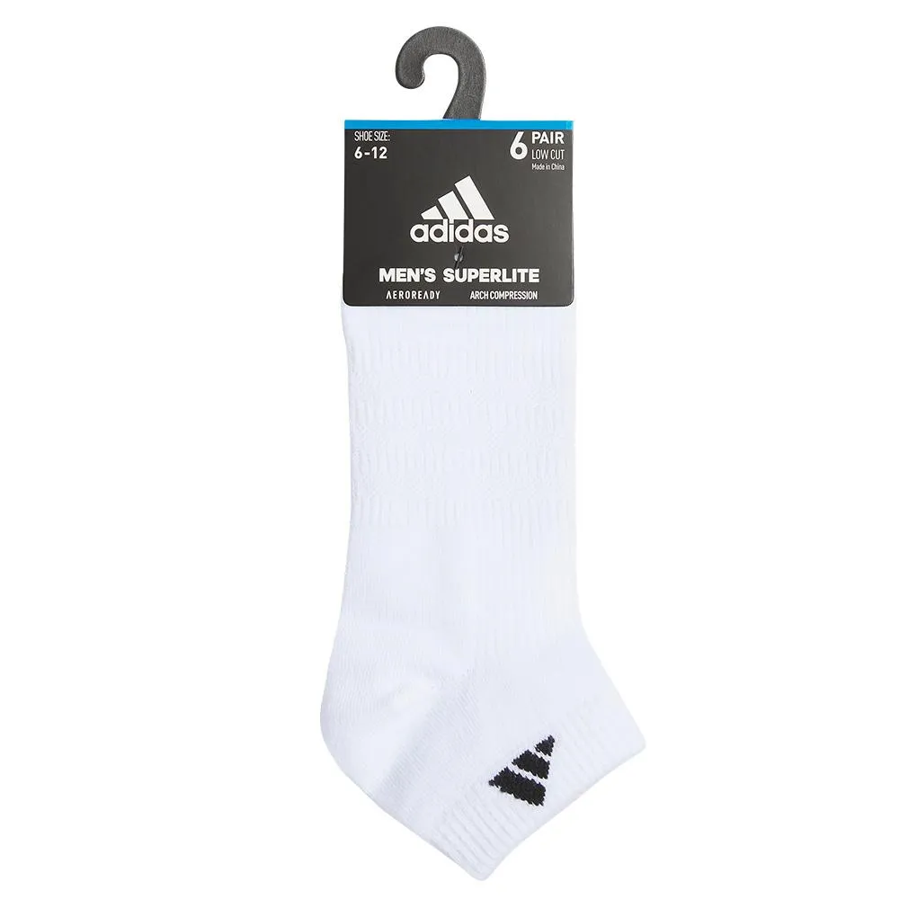 Men`s Superlite 3.0 6 Pack Low Cut Tennis Socks White and Black