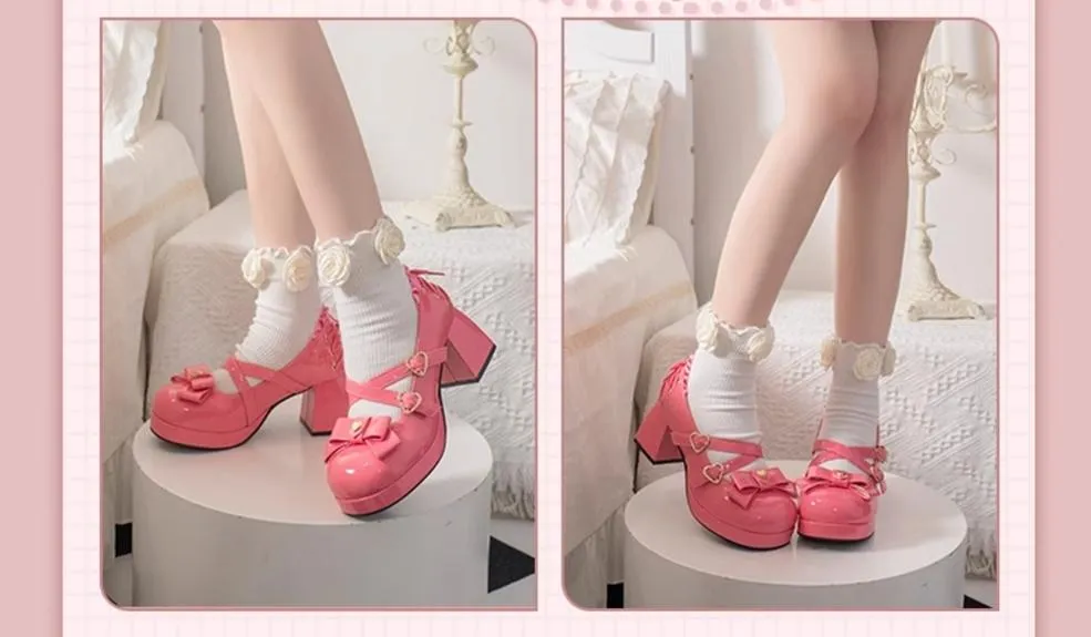 Milk Bun Bunny~Sweet Lolita High Heel Bow Princess Lolita Shoes