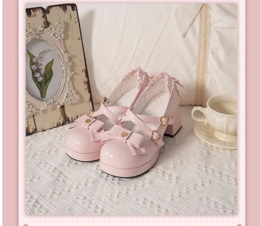 Milk Bun Bunny~Sweet Lolita High Heel Bow Princess Lolita Shoes