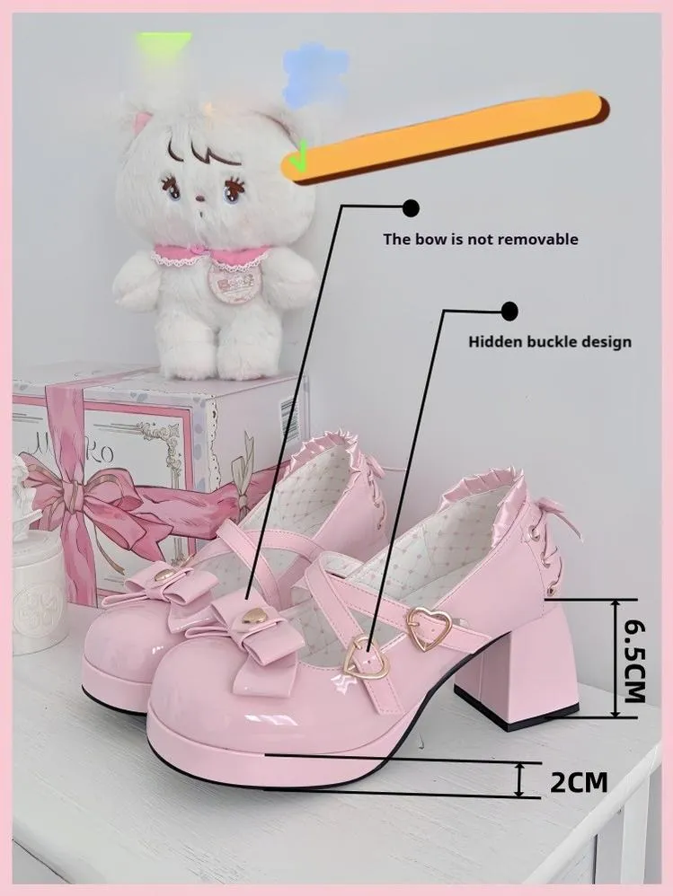 Milk Bun Bunny~Sweet Lolita High Heel Bow Princess Lolita Shoes