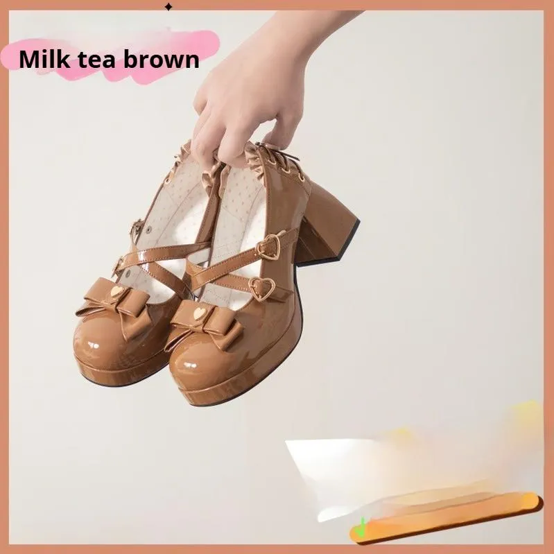 Milk Bun Bunny~Sweet Lolita High Heel Bow Princess Lolita Shoes