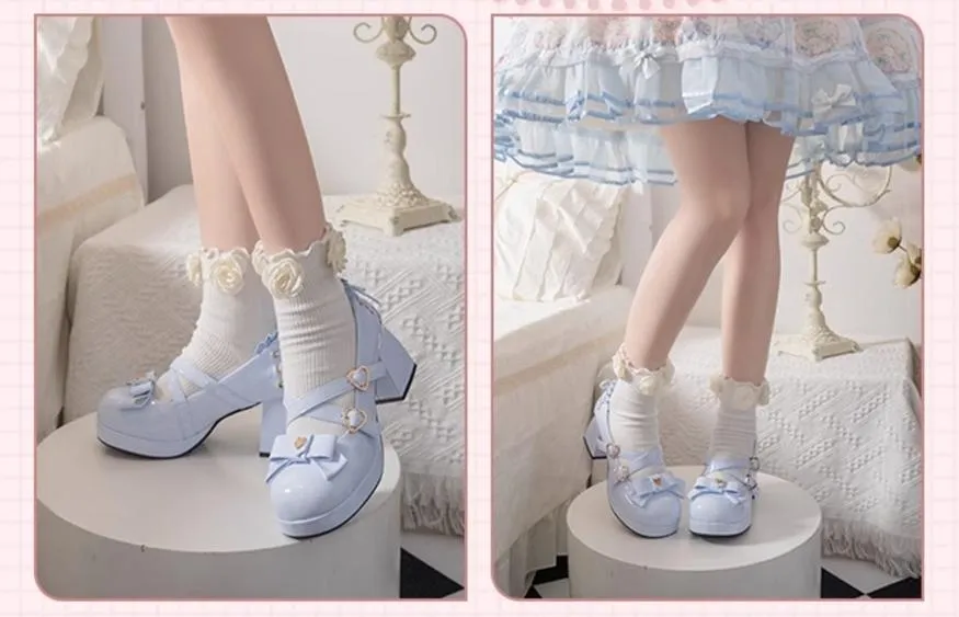 Milk Bun Bunny~Sweet Lolita High Heel Bow Princess Lolita Shoes