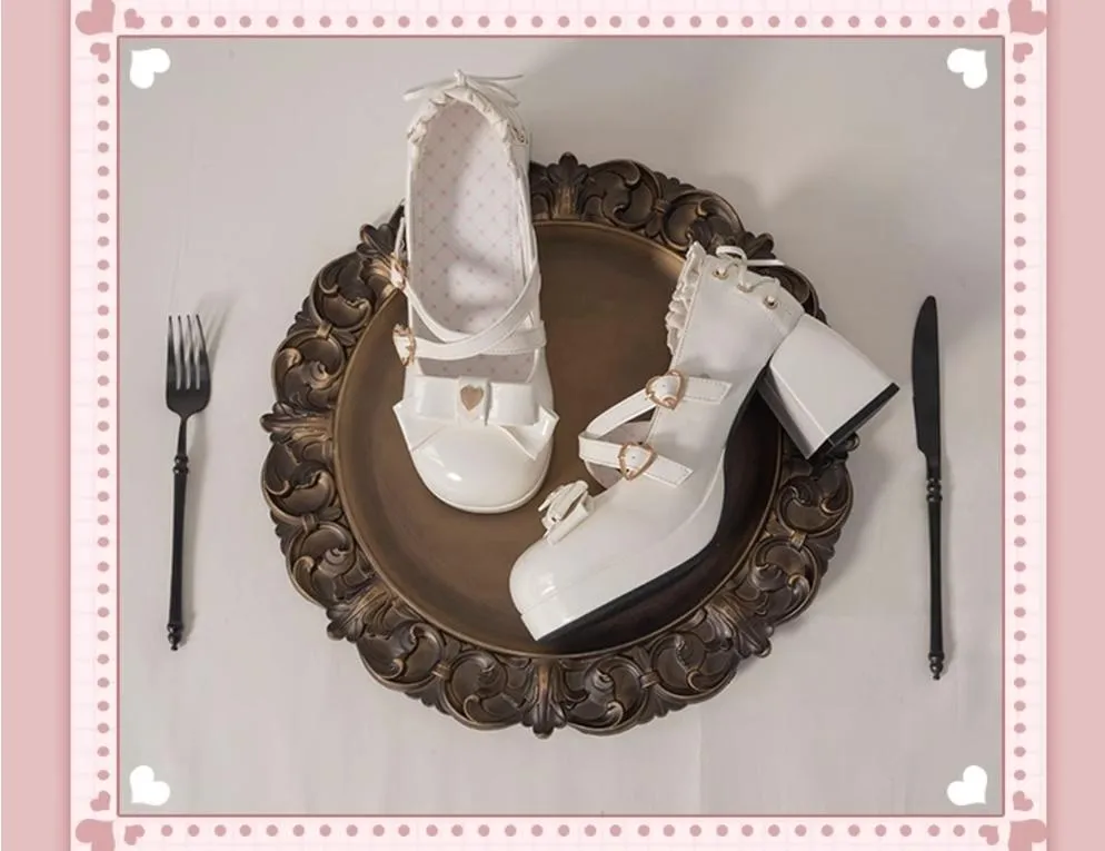 Milk Bun Bunny~Sweet Lolita High Heel Bow Princess Lolita Shoes