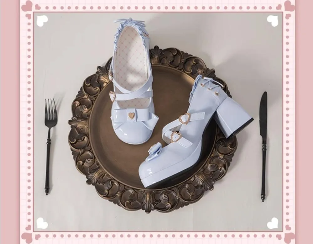 Milk Bun Bunny~Sweet Lolita High Heel Bow Princess Lolita Shoes