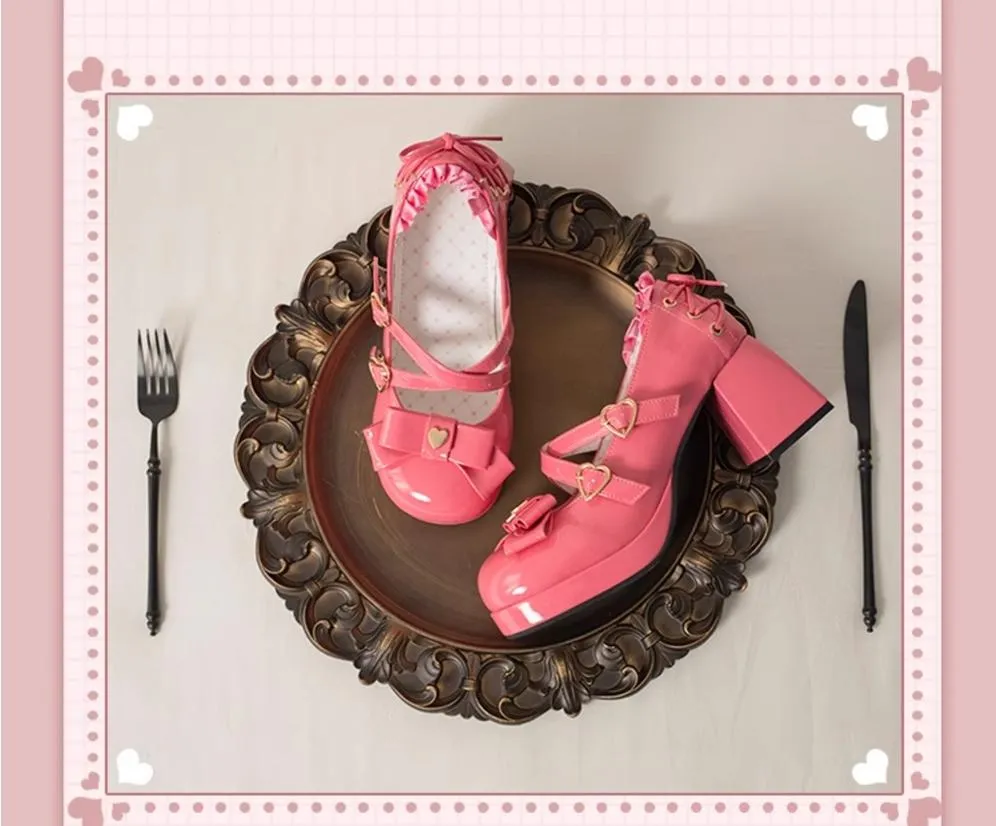 Milk Bun Bunny~Sweet Lolita High Heel Bow Princess Lolita Shoes