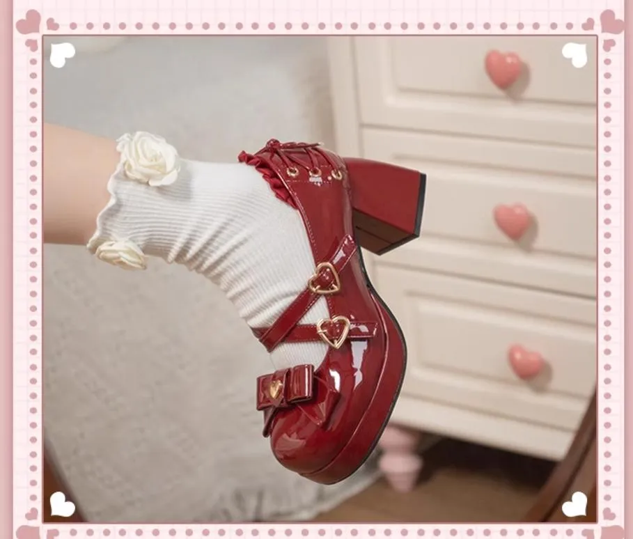 Milk Bun Bunny~Sweet Lolita High Heel Bow Princess Lolita Shoes