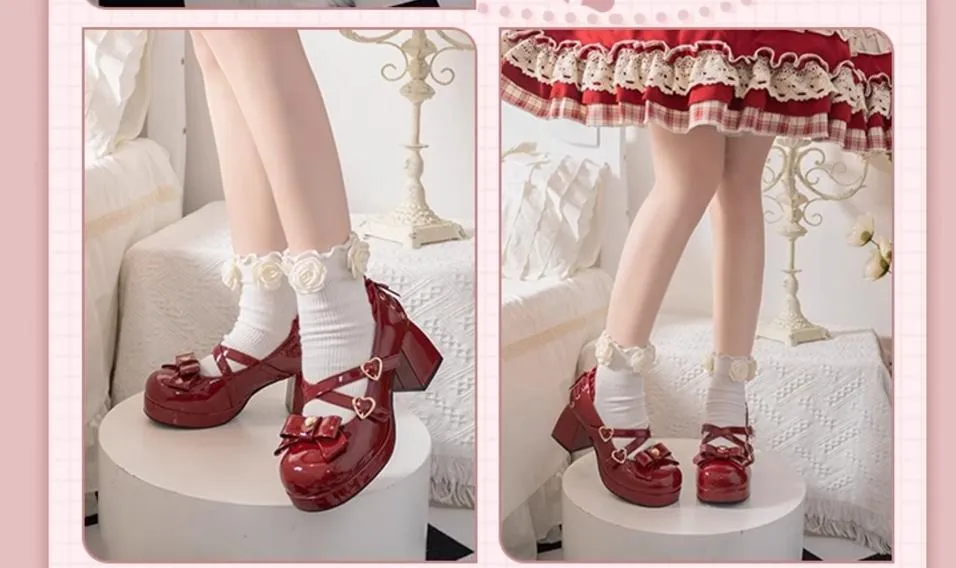 Milk Bun Bunny~Sweet Lolita High Heel Bow Princess Lolita Shoes