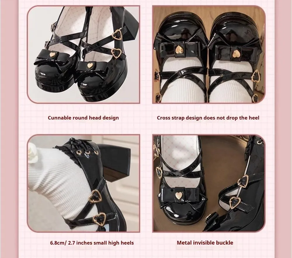 Milk Bun Bunny~Sweet Lolita High Heel Bow Princess Lolita Shoes