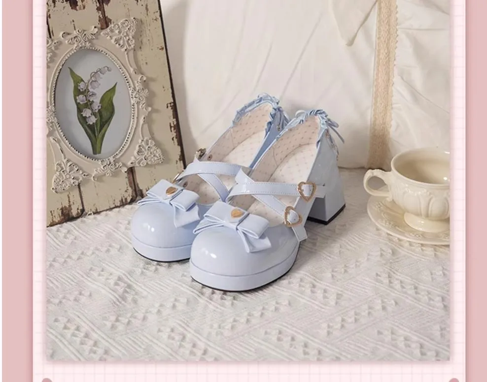 Milk Bun Bunny~Sweet Lolita High Heel Bow Princess Lolita Shoes