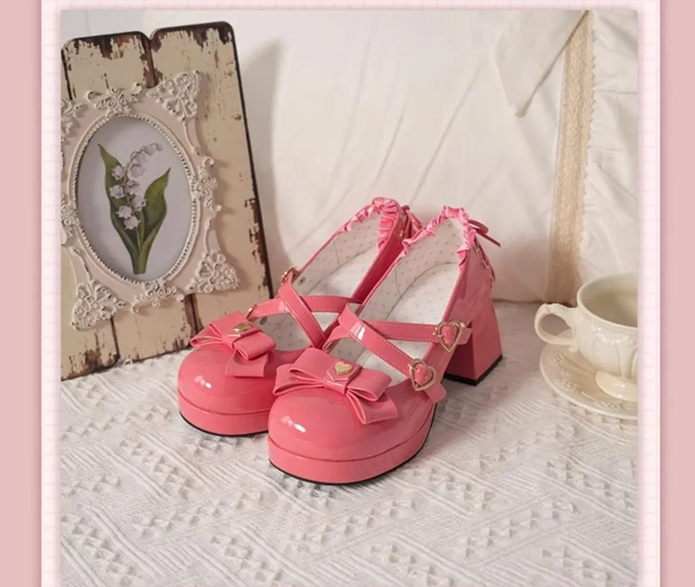 Milk Bun Bunny~Sweet Lolita High Heel Bow Princess Lolita Shoes