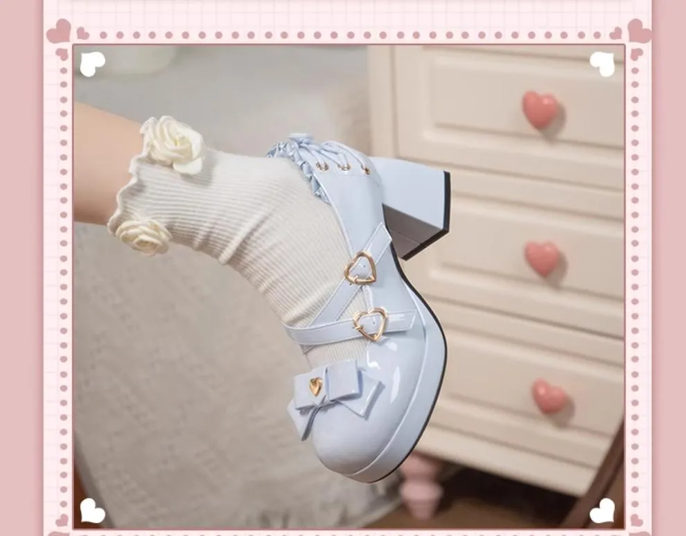 Milk Bun Bunny~Sweet Lolita High Heel Bow Princess Lolita Shoes