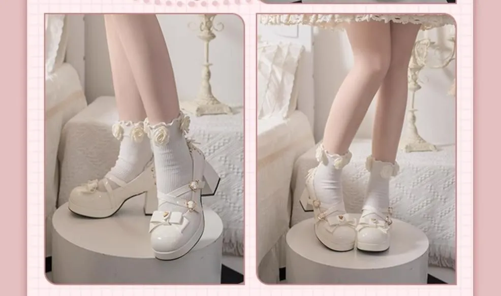 Milk Bun Bunny~Sweet Lolita High Heel Bow Princess Lolita Shoes