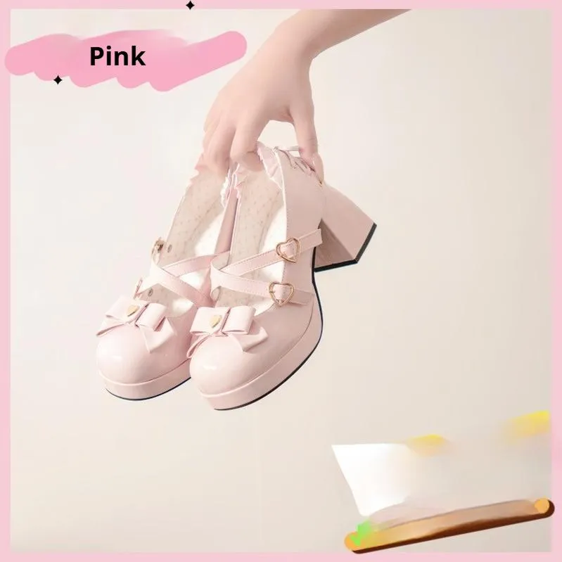 Milk Bun Bunny~Sweet Lolita High Heel Bow Princess Lolita Shoes