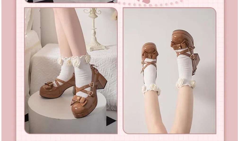 Milk Bun Bunny~Sweet Lolita High Heel Bow Princess Lolita Shoes