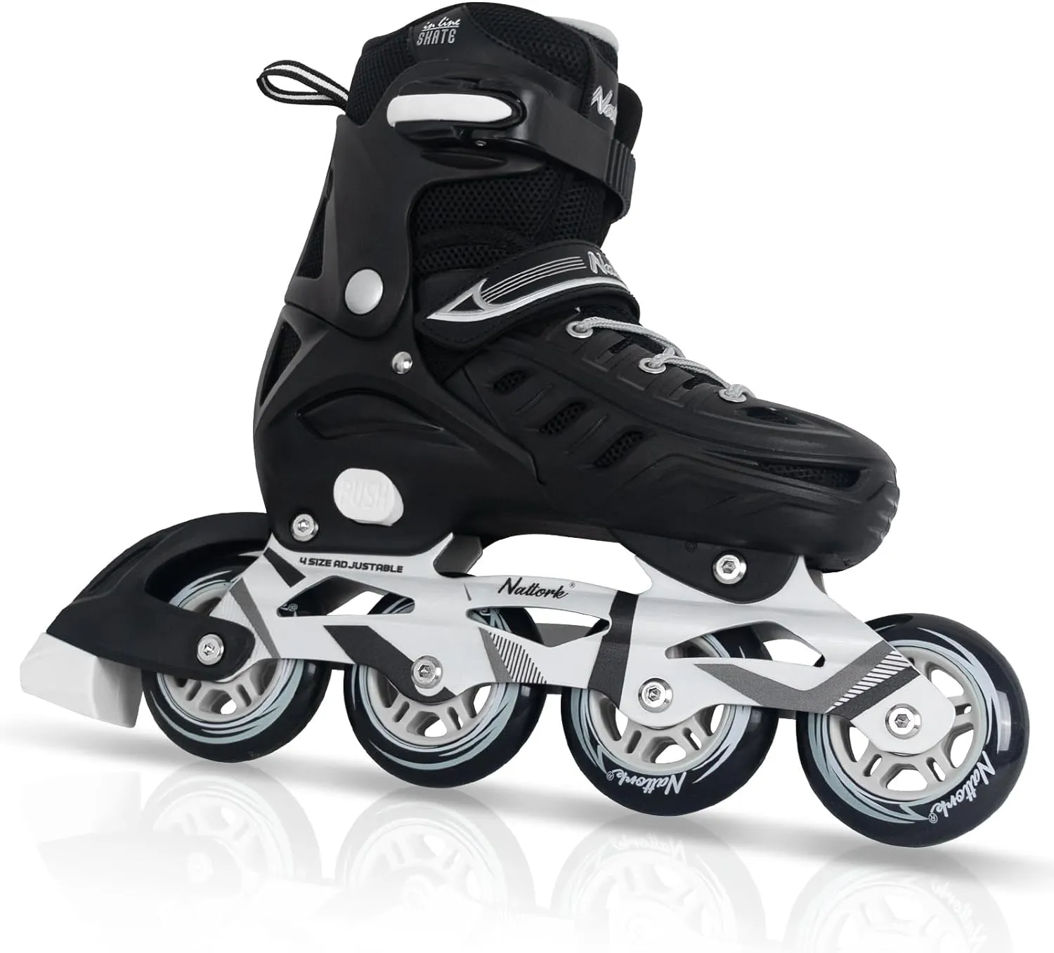 Nattork Adjustable Inline Skates For Adults Black